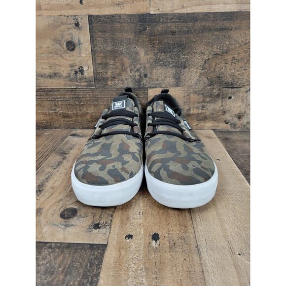 Supra Flow Low Top Men's 9.5 Camo Green anvas Shoes Sneaker Skater Casual - Picture 3 of 8